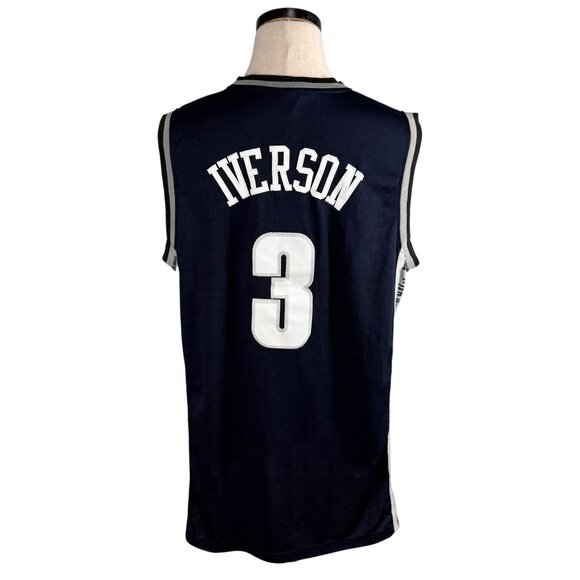 Vintage Nike Team Georgetown Iverson #3 Jersey L Navy Blue 90s - Picture 1 of 7
